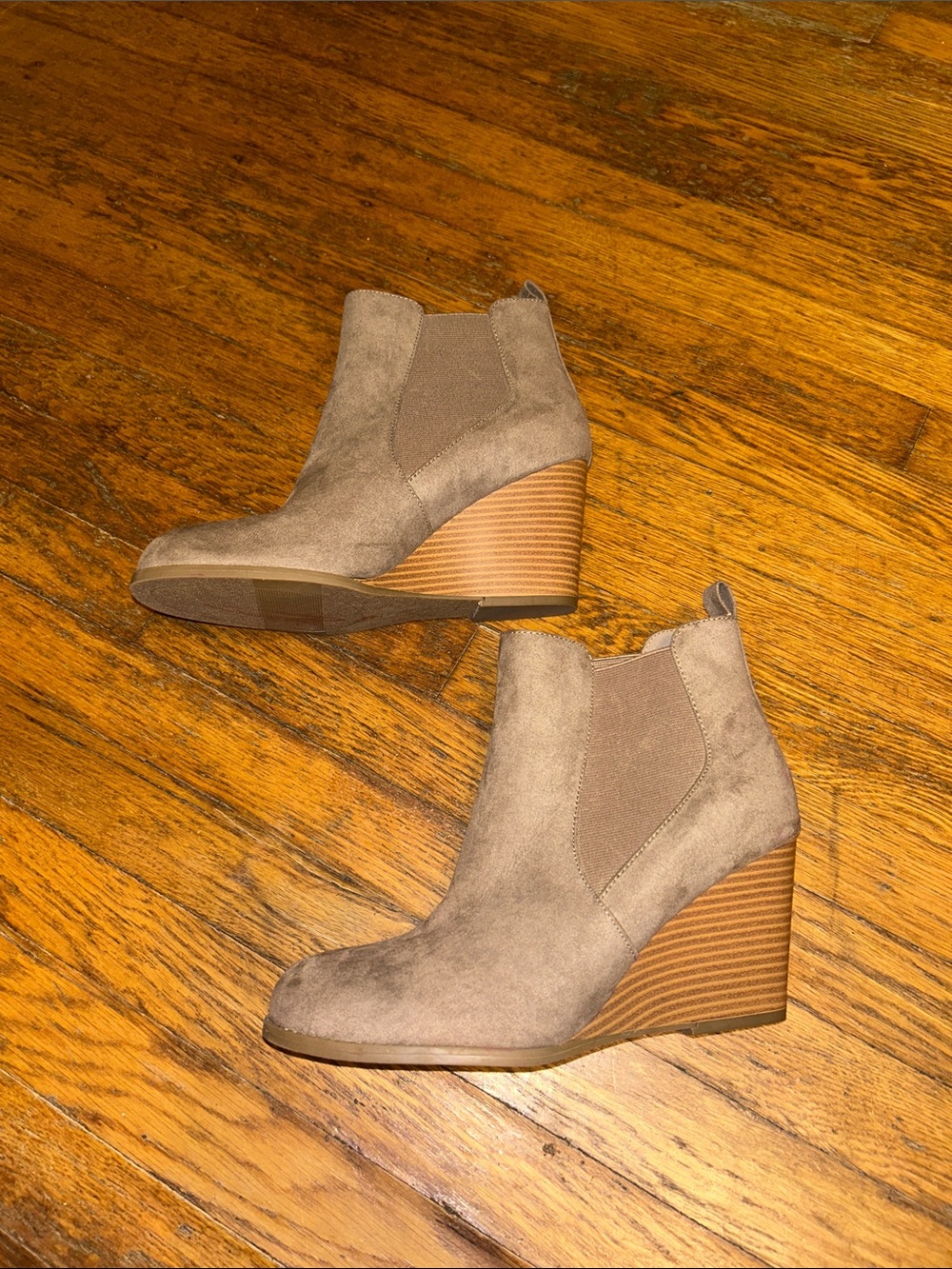 a.n.a Taupe Wedge Chelsea Boot